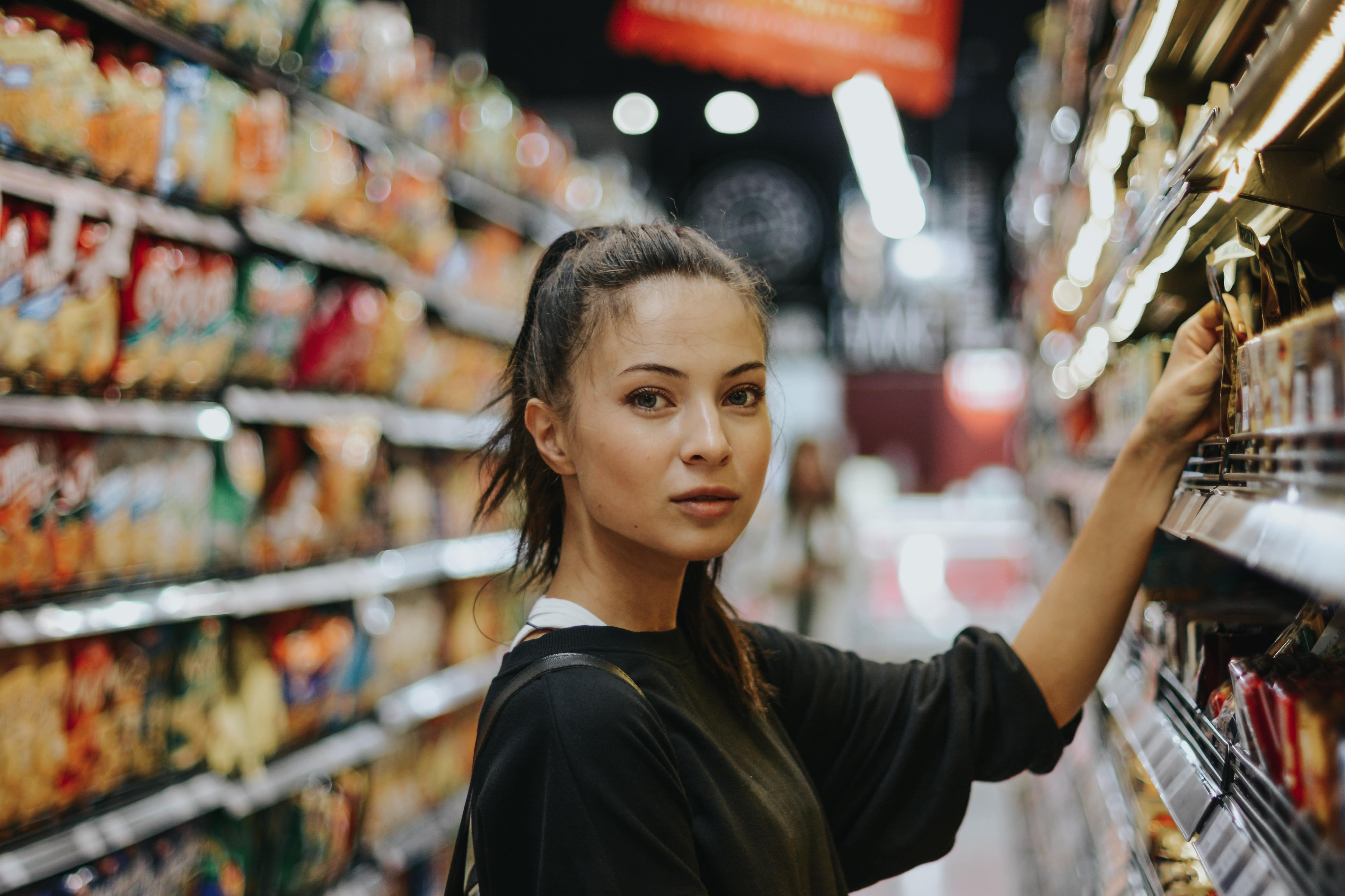 a woman at the grocery store